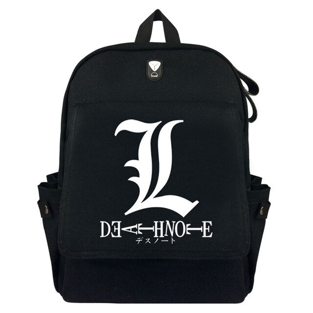 Anime Death Note L student School bag Casual canvas Backpack Fashion Rucksack Black Travel bag Shoulder Bag Bookbag Zip knapsack