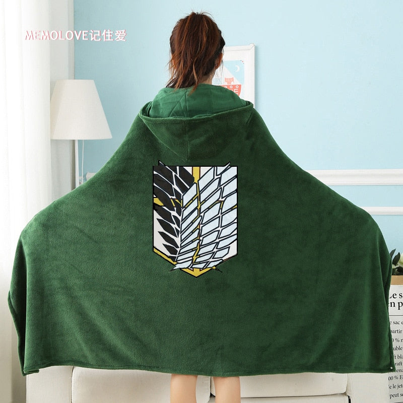 COSFANS Attack on Titan Blanket Cloak Shingeki No Kyojin Survey Corps Cloak Cape Flannel Cosplay Costume Hoodie with real photos