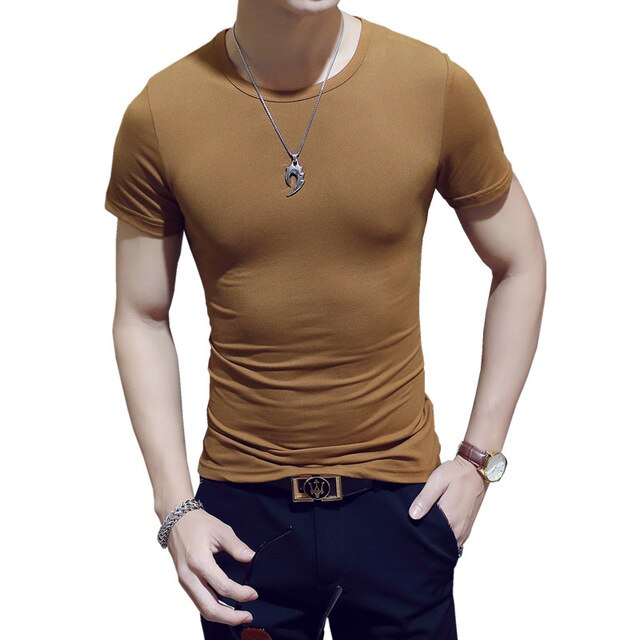 Clothes 2019 Comfortable One Piece T-Shirt Men Short Casual Solid Regular V-Neck Plain Top Tees White Black Blue Mens T Shirts M