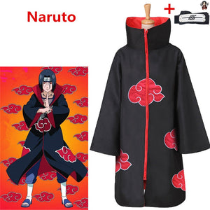 Anime NARUTO Akatsuki Uchiha Itachi Cosplay Costumes Unisex Kids Adults Ninja Cloak Jumpsuits Cloak+Headband Robe Suit P