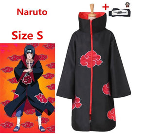 Anime NARUTO Akatsuki Uchiha Itachi Cosplay Costumes Unisex Kids Adults Ninja Cloak Jumpsuits Cloak+Headband Robe Suit P