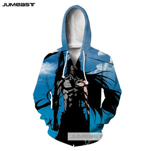 Jumeast Brand 3D Printed Fashion Clothes Anime Bleach Men/Women Zipper Hoodie Harajuku Hip Hop Long Sleeve Jacket Sport Pullover