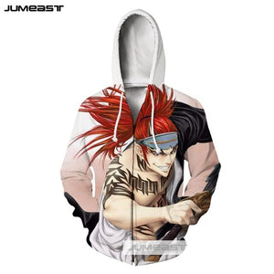 Jumeast Brand 3D Printed Fashion Clothes Anime Bleach Men/Women Zipper Hoodie Harajuku Hip Hop Long Sleeve Jacket Sport Pullover